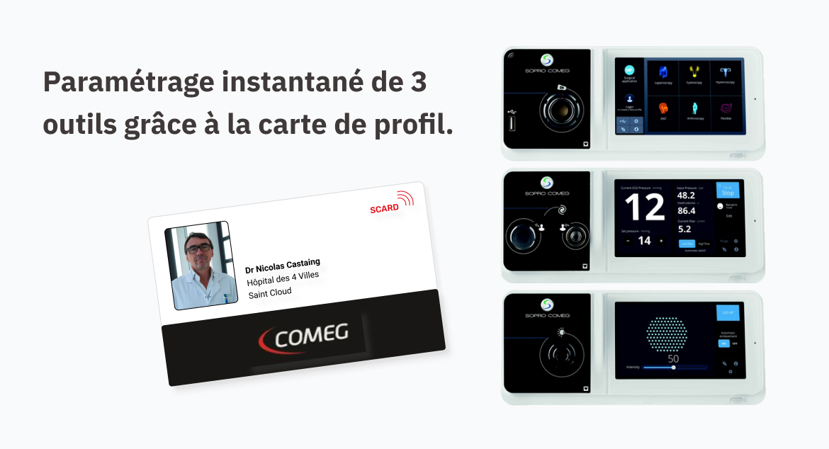 Paramétrage instantané de 3 outils grâce à la carte de profil.