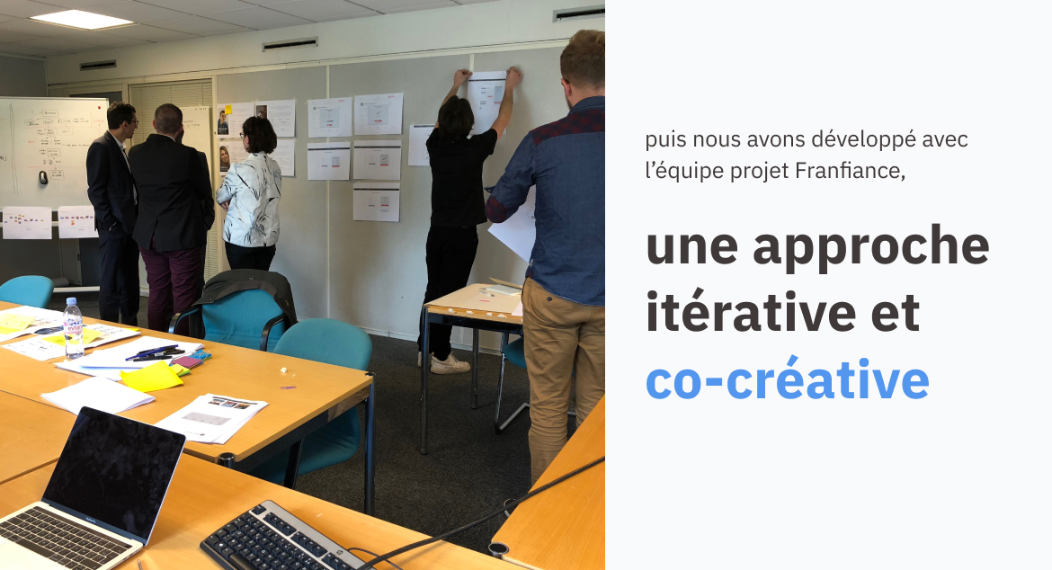 Puis nous avons développé avec l'équipe projet Franfiance. Une approche itérative et co-créative