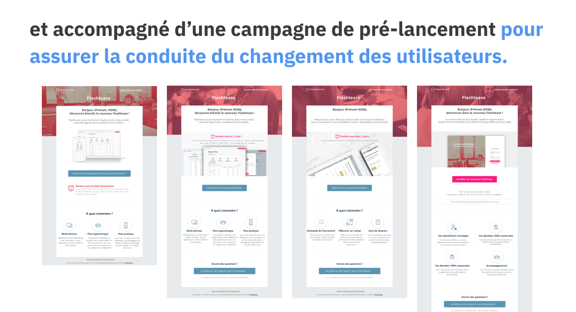 et accompagné d'une campagne de pré-lancement pour assurer la conduite du changement des utilisateurs.